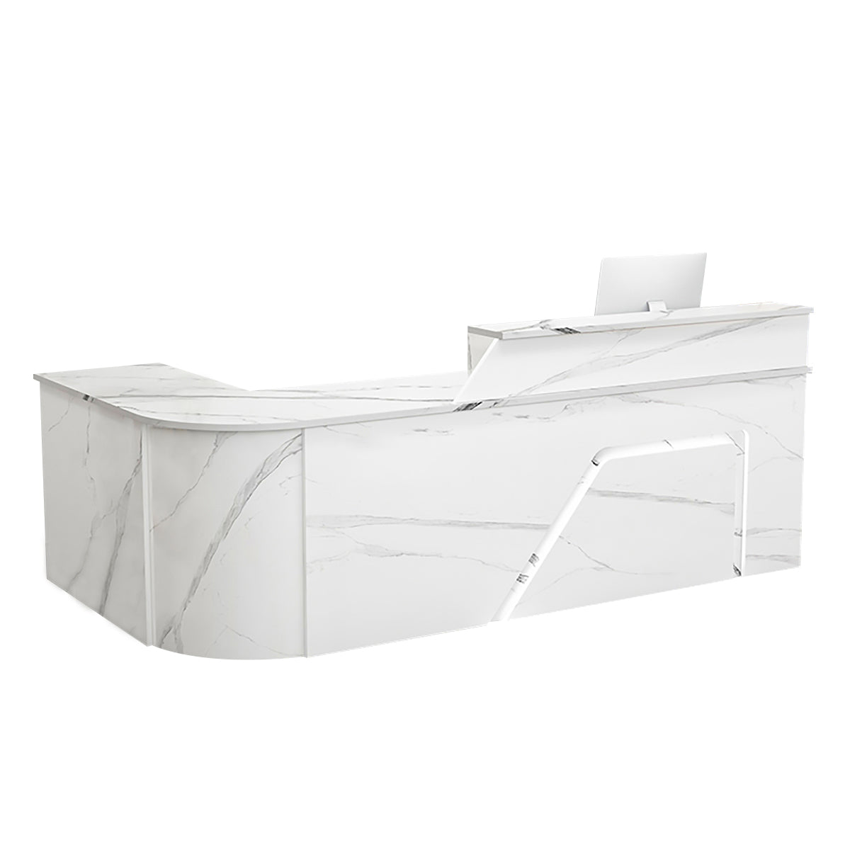 BDLFurniture L Shaped Curved Reception Desk Corner Salon Barber Cashier Counter Multi Size