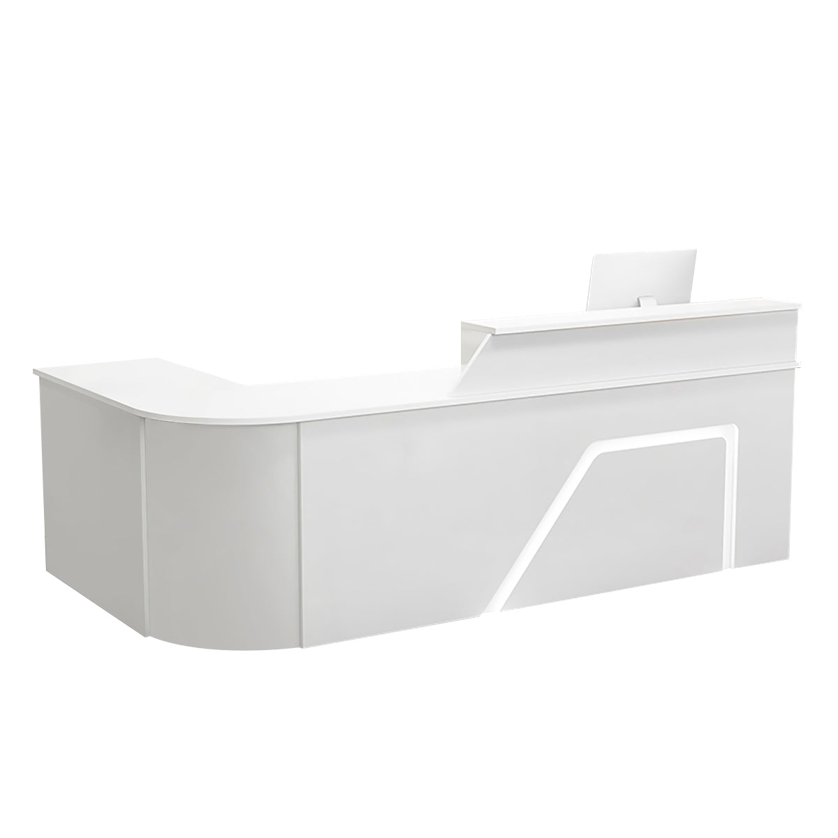 BDLFurniture L Shaped Curved Reception Desk Corner Salon Barber Cashier Counter Multi Size