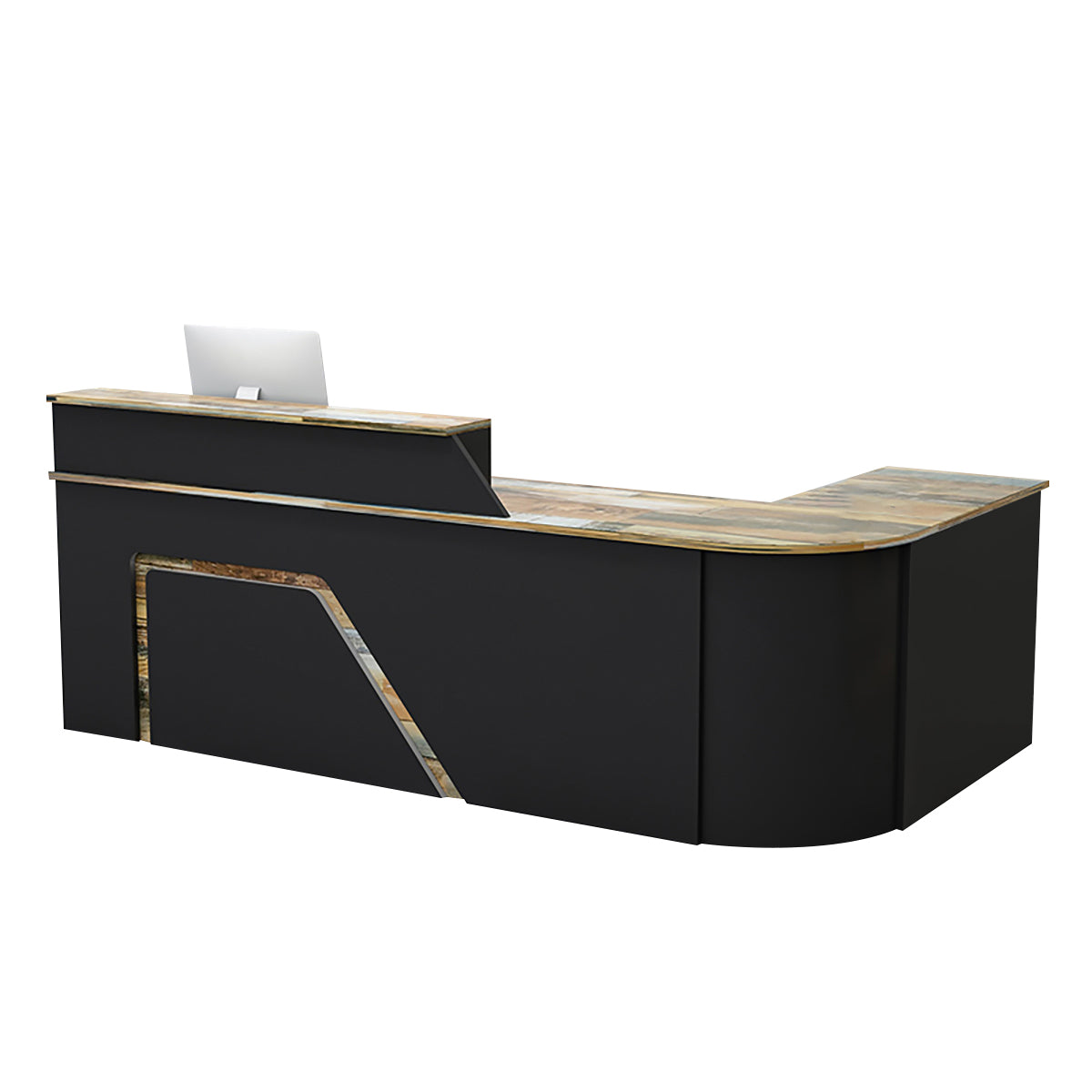 BDLFurniture L Shaped Curved Reception Desk Corner Salon Barber Cashier Counter Multi Size