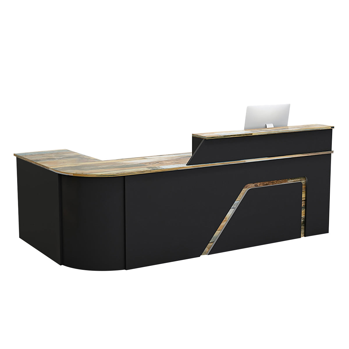 BDLFurniture L Shaped Curved Reception Desk Corner Salon Barber Cashier Counter Multi Size