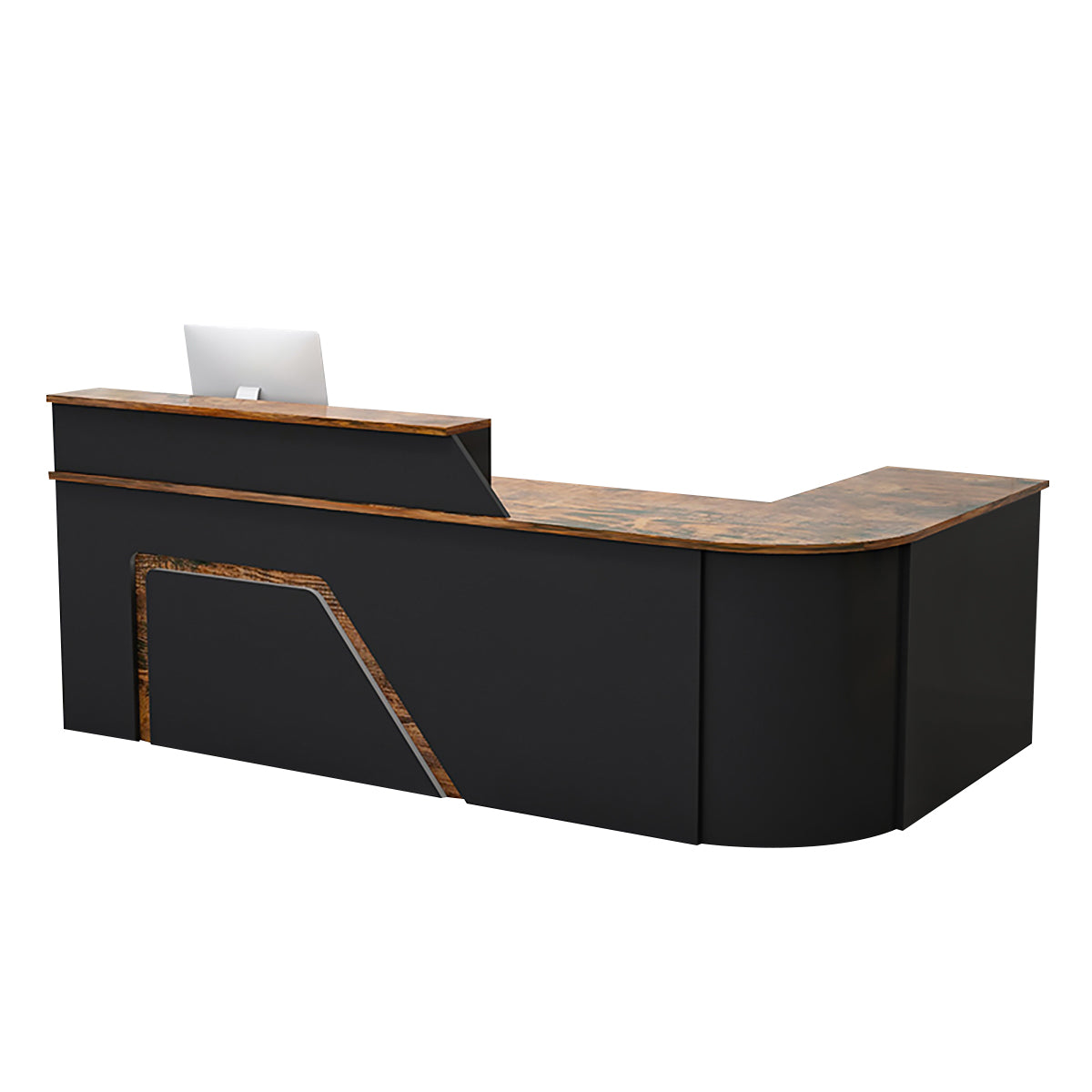 BDLFurniture L Shaped Curved Reception Desk Corner Salon Barber Cashier Counter Multi Size
