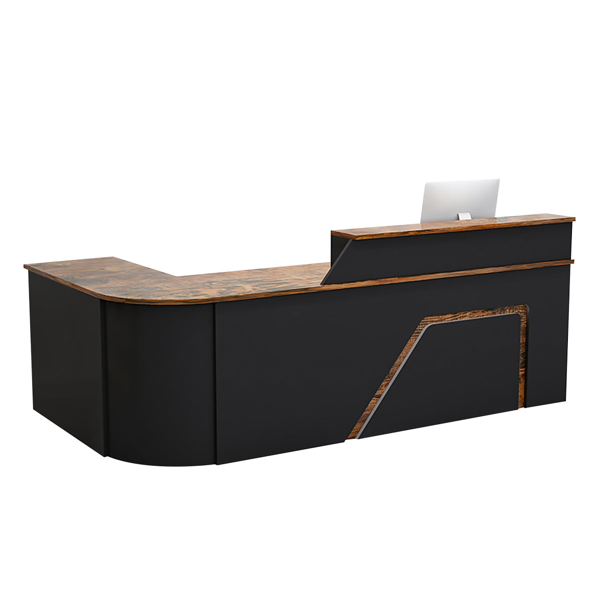 BDLFurniture L Shaped Curved Reception Desk Corner Salon Barber Cashier Counter Multi Size
