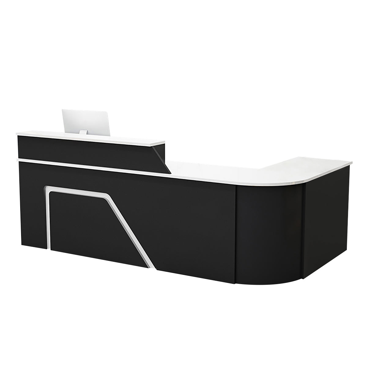 BDLFurniture L Shaped Curved Reception Desk Corner Salon Barber Cashier Counter Multi Size