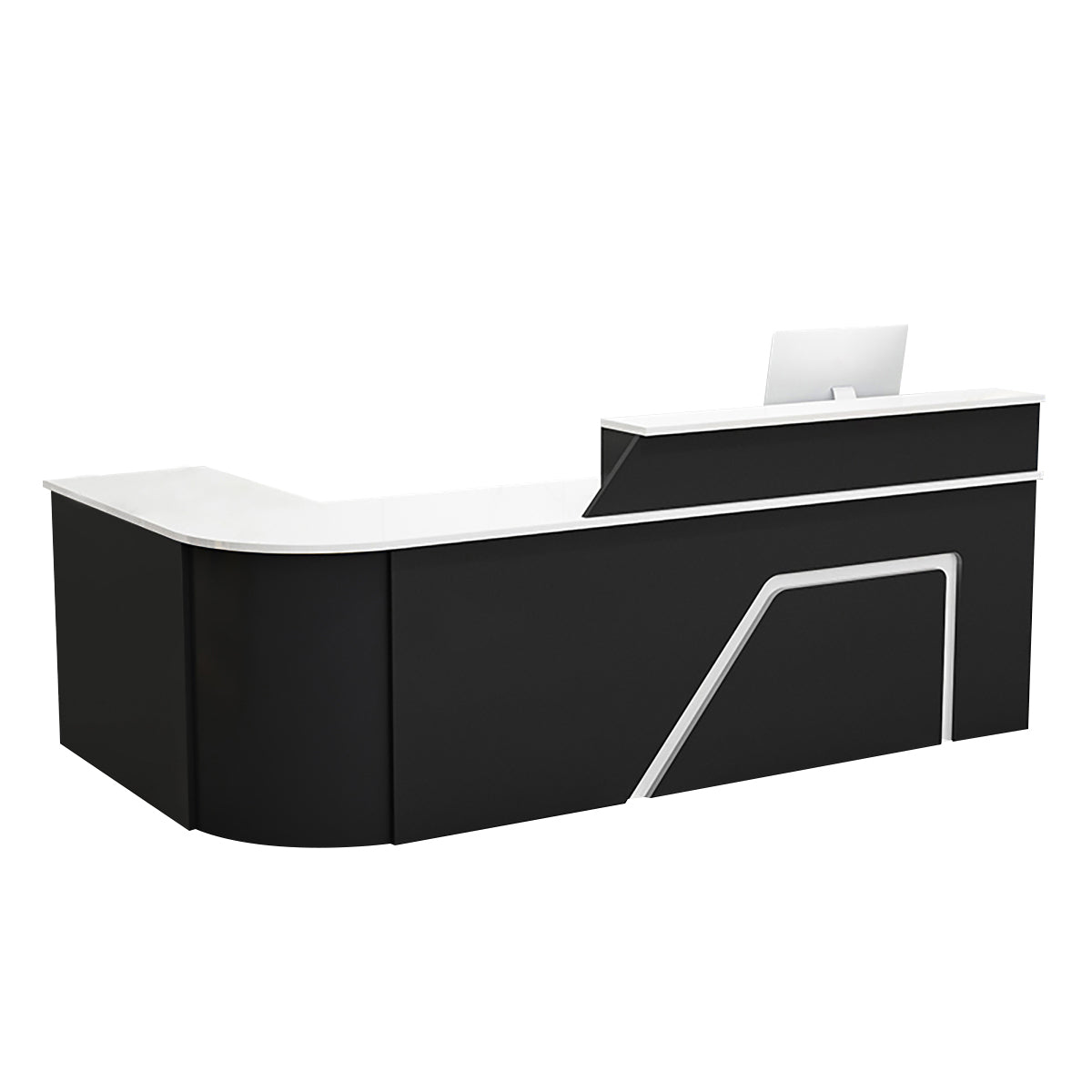 BDLFurniture L Shaped Curved Reception Desk Corner Salon Barber Cashier Counter Multi Size