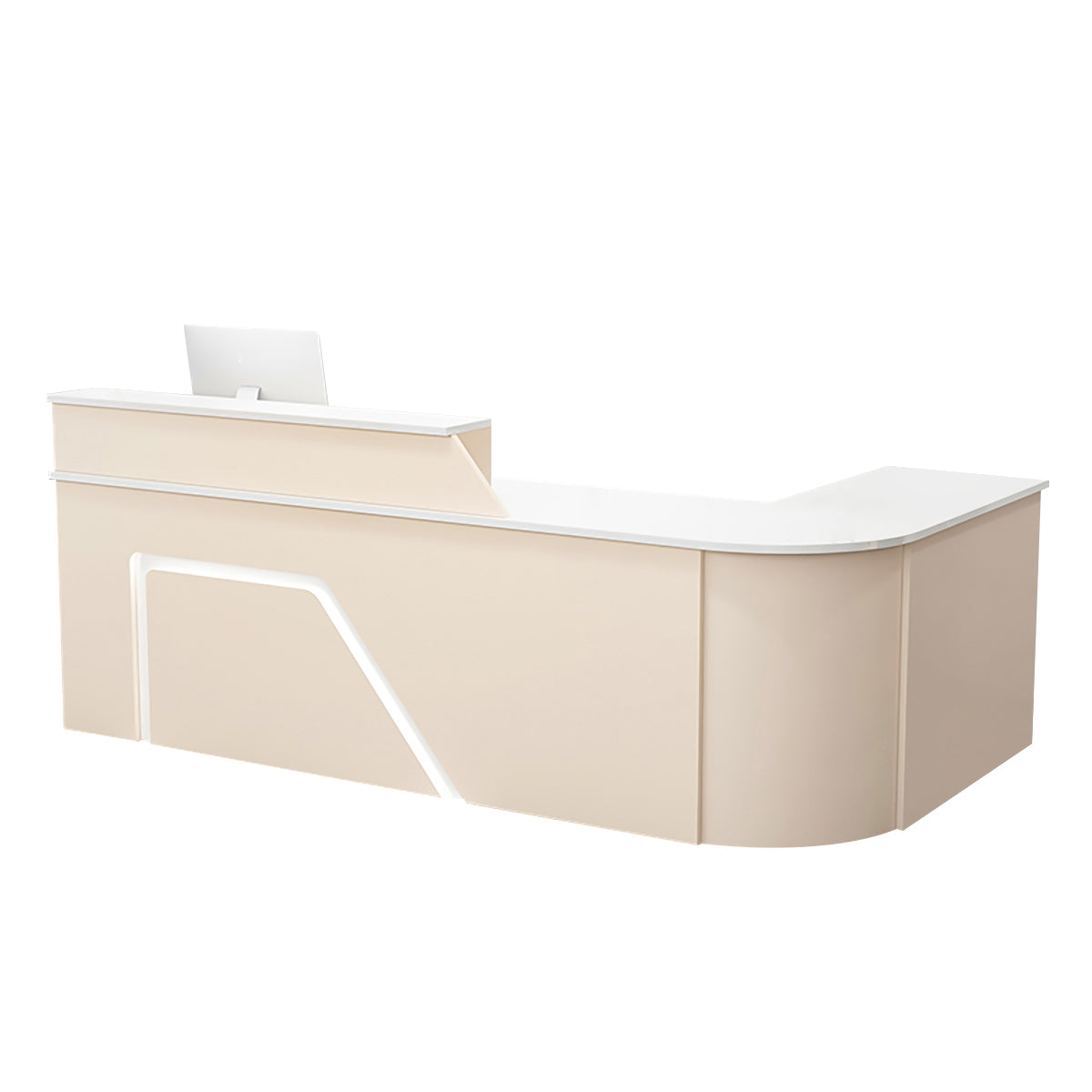 BDLFurniture L Shaped Curved Reception Desk Corner Salon Barber Cashier Counter Multi Size