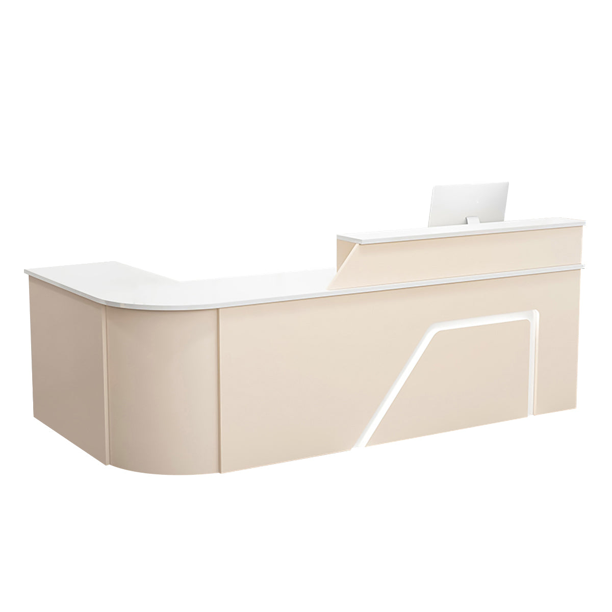 BDLFurniture L Shaped Curved Reception Desk Corner Salon Barber Cashier Counter Multi Size