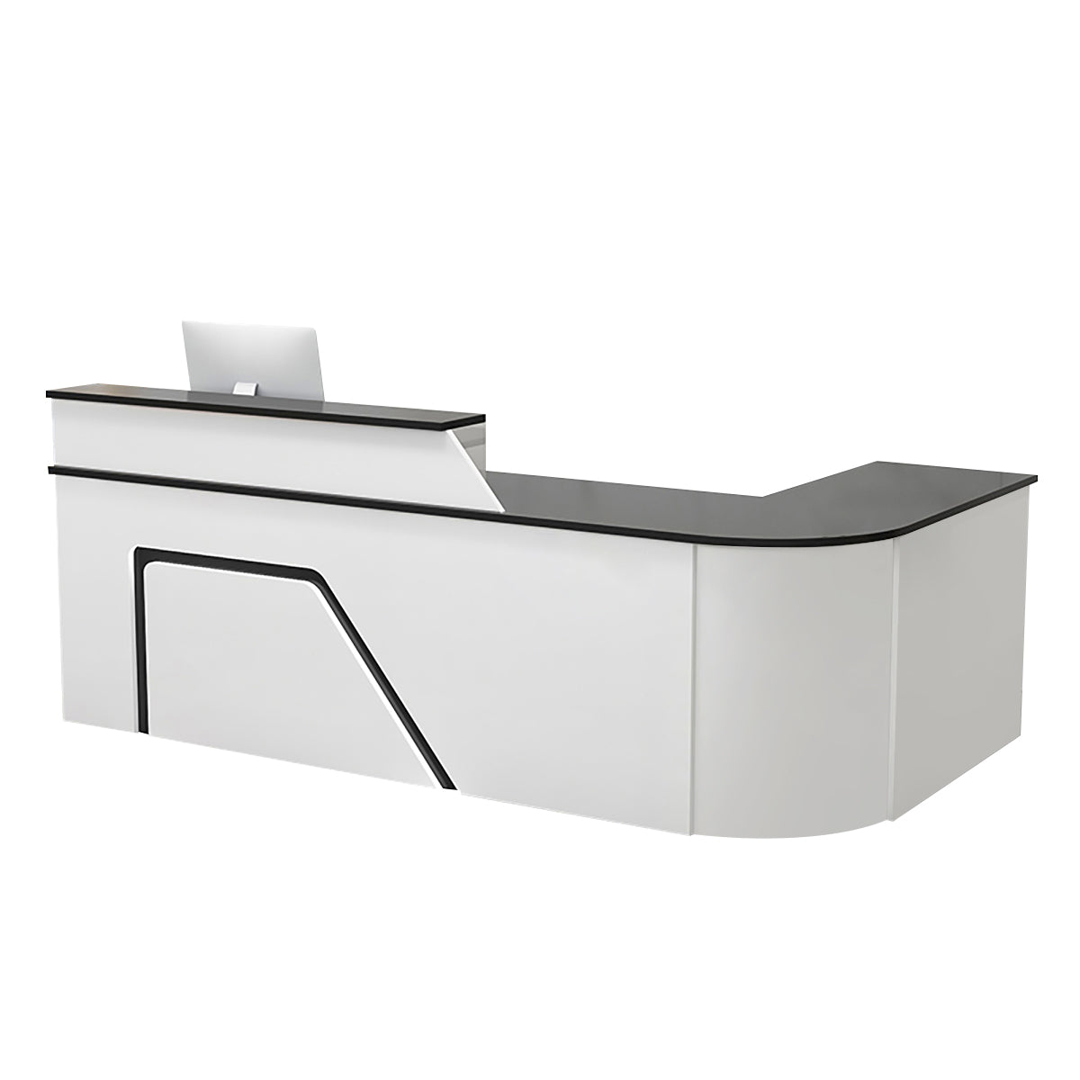 BDLFurniture L Shaped Curved Reception Desk Corner Salon Barber Cashier Counter Multi Size