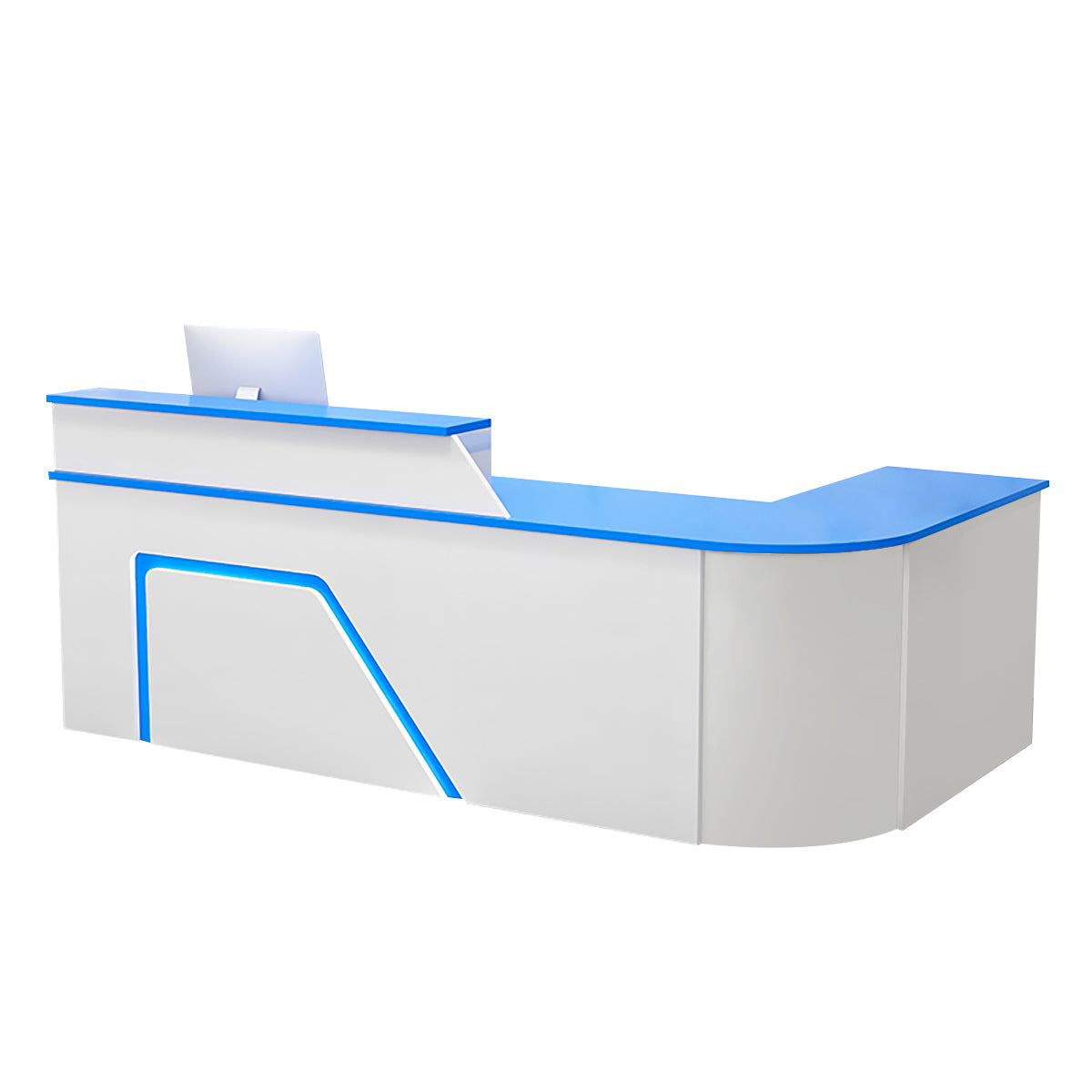 BDLFurniture L Shaped Curved Reception Desk Corner Salon Barber Cashier Counter Multi Size