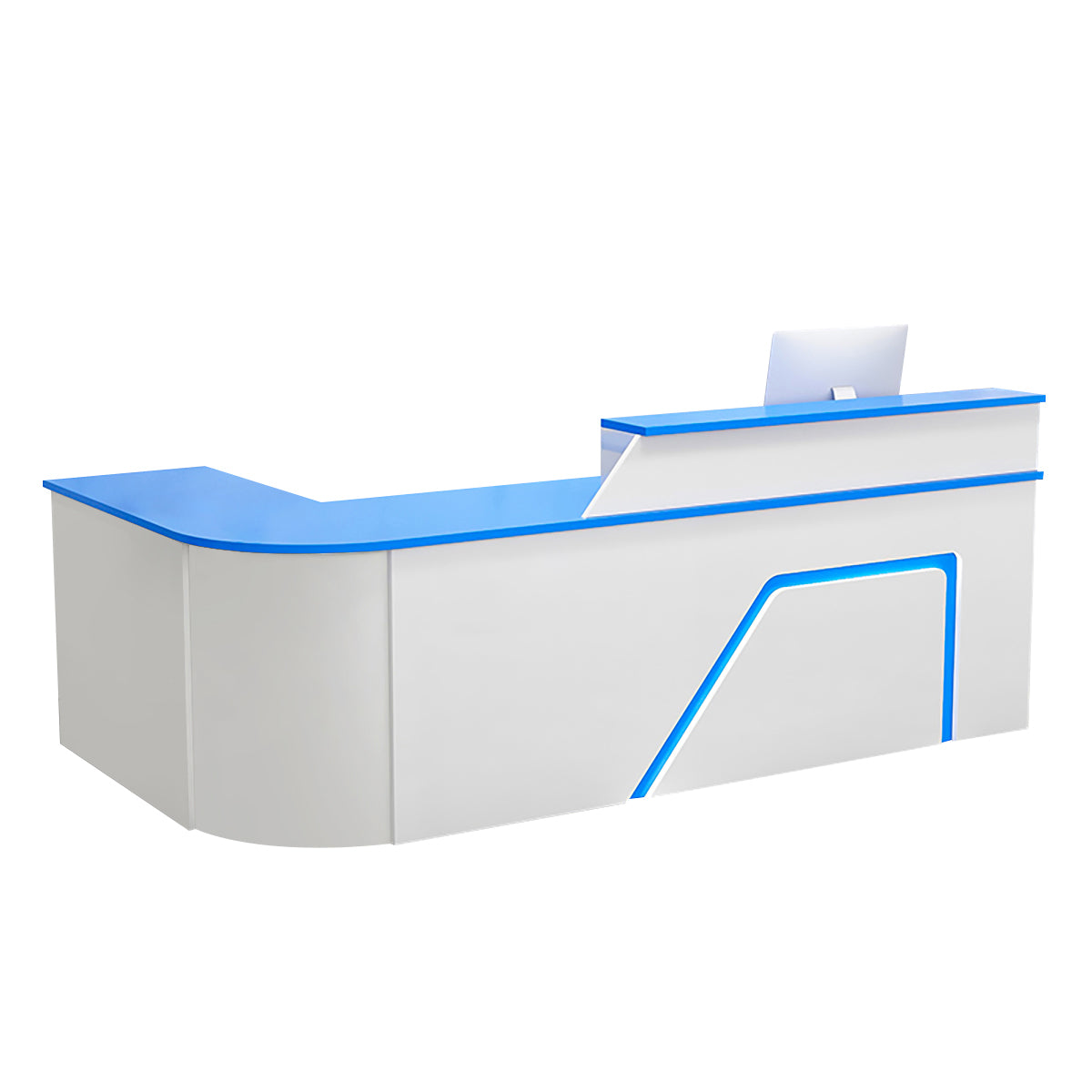 BDLFurniture L Shaped Curved Reception Desk Corner Salon Barber Cashier Counter Multi Size