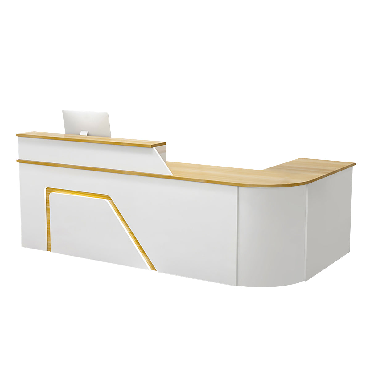 BDLFurniture L Shaped Curved Reception Desk Corner Salon Barber Cashier Counter Multi Size