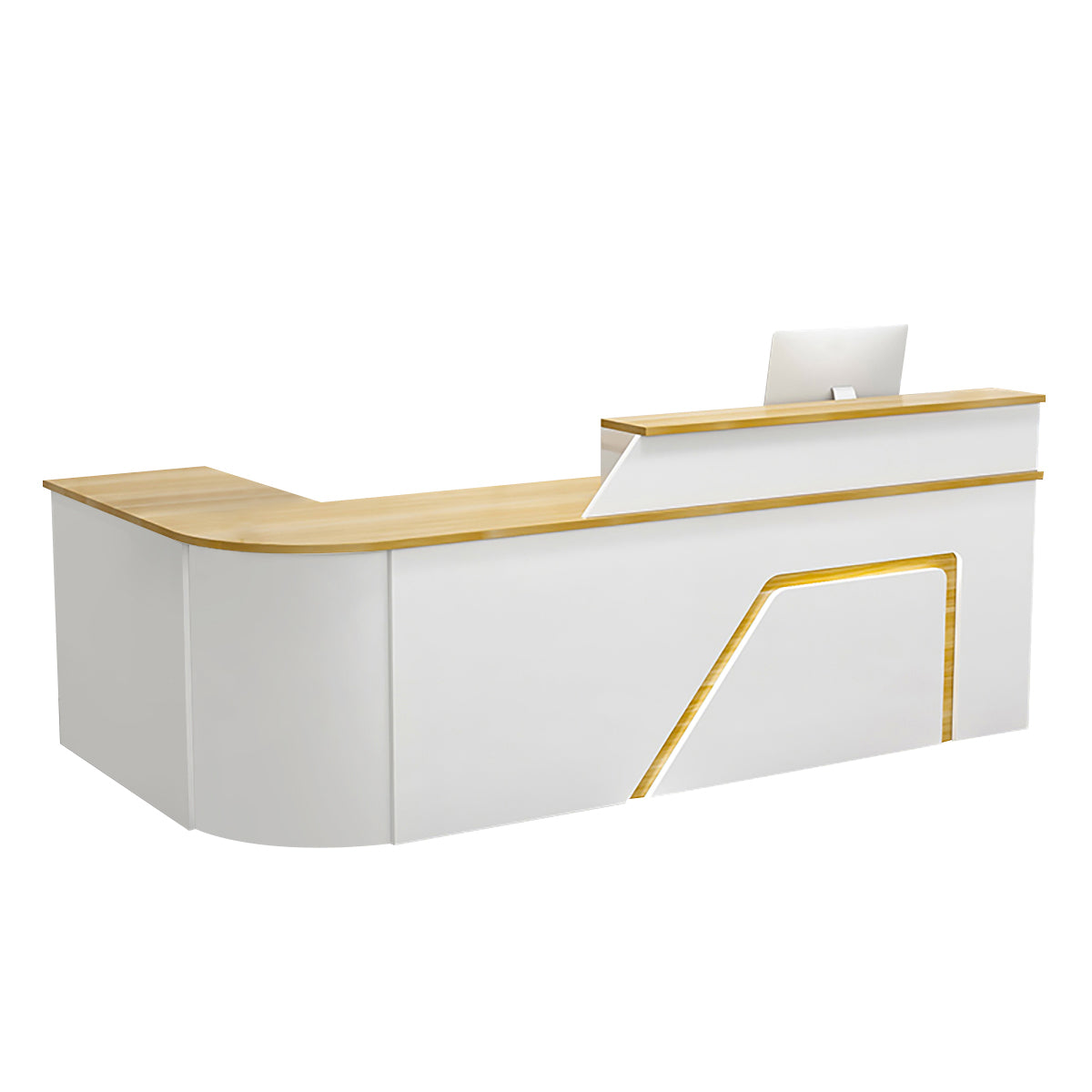BDLFurniture L Shaped Curved Reception Desk Corner Salon Barber Cashier Counter Multi Size