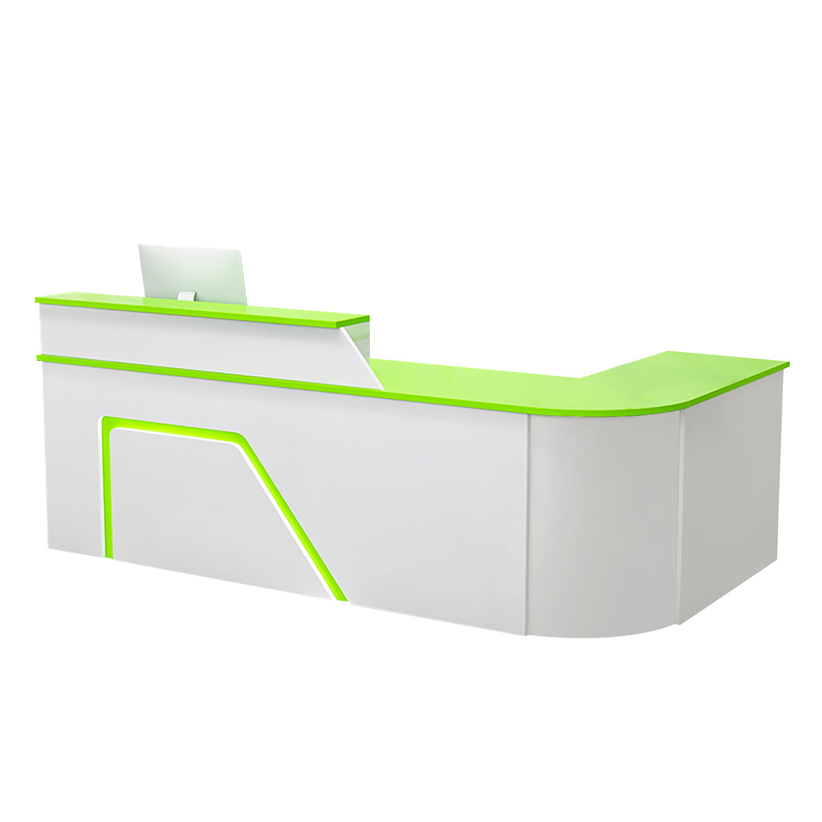 BDLFurniture L Shaped Curved Reception Desk Corner Salon Barber Cashier Counter Multi Size