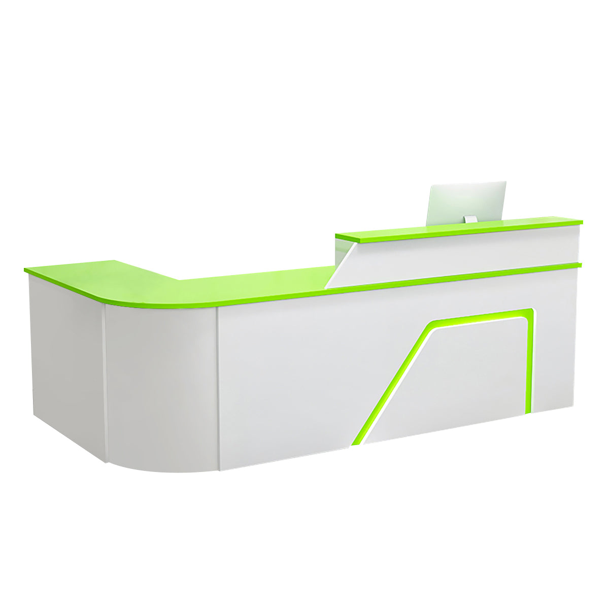 BDLFurniture L Shaped Curved Reception Desk Corner Salon Barber Cashier Counter Multi Size