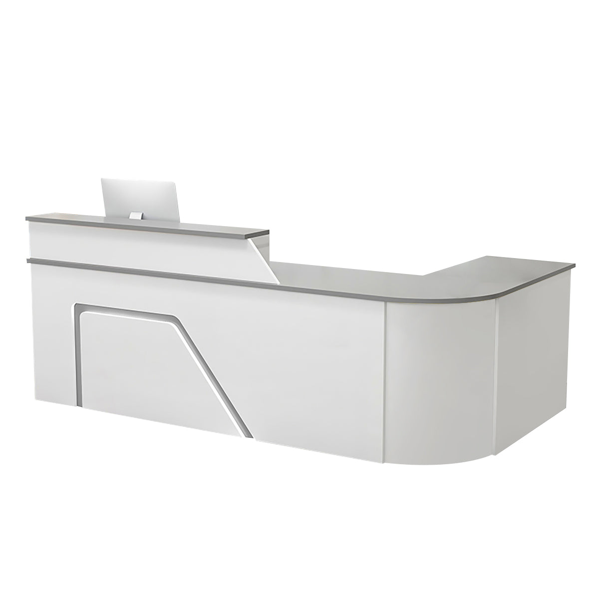 BDLFurniture L Shaped Curved Reception Desk Corner Salon Barber Cashier Counter Multi Size
