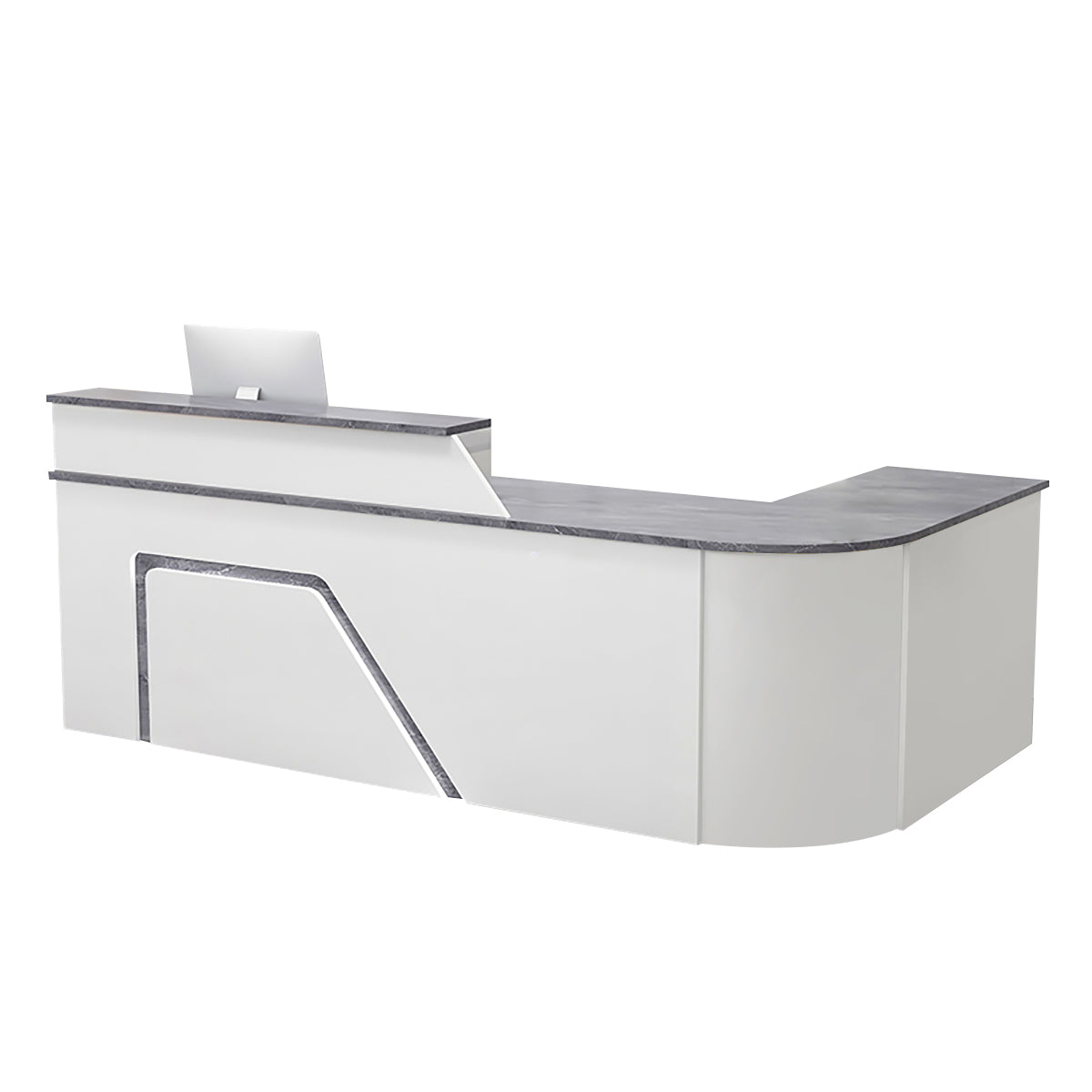 BDLFurniture L Shaped Curved Reception Desk Corner Salon Barber Cashier Counter Multi Size