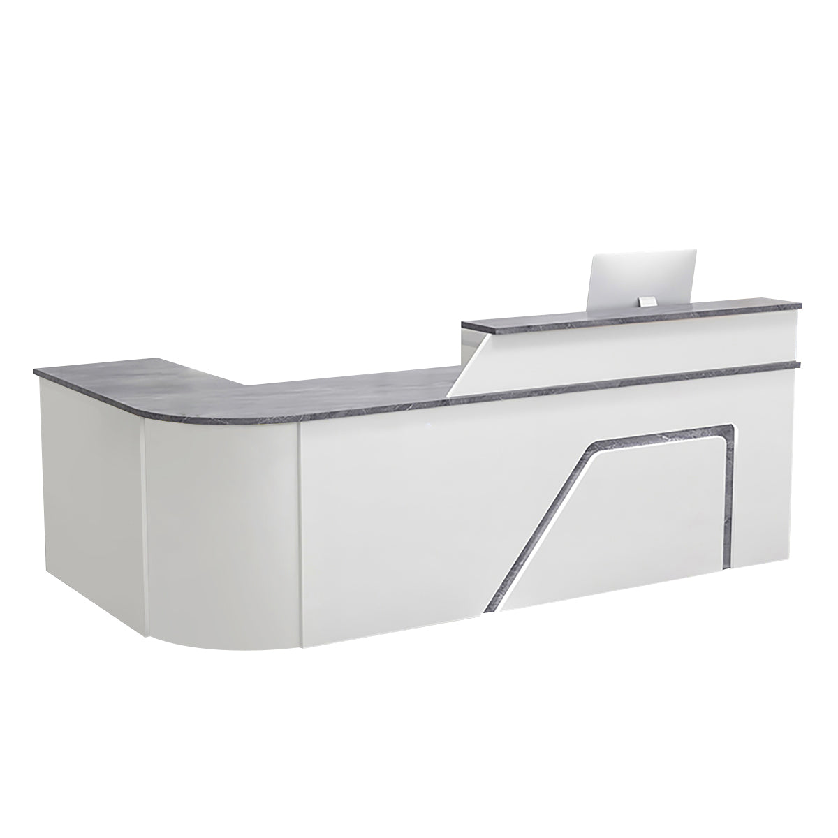 BDLFurniture L Shaped Curved Reception Desk Corner Salon Barber Cashier Counter Multi Size