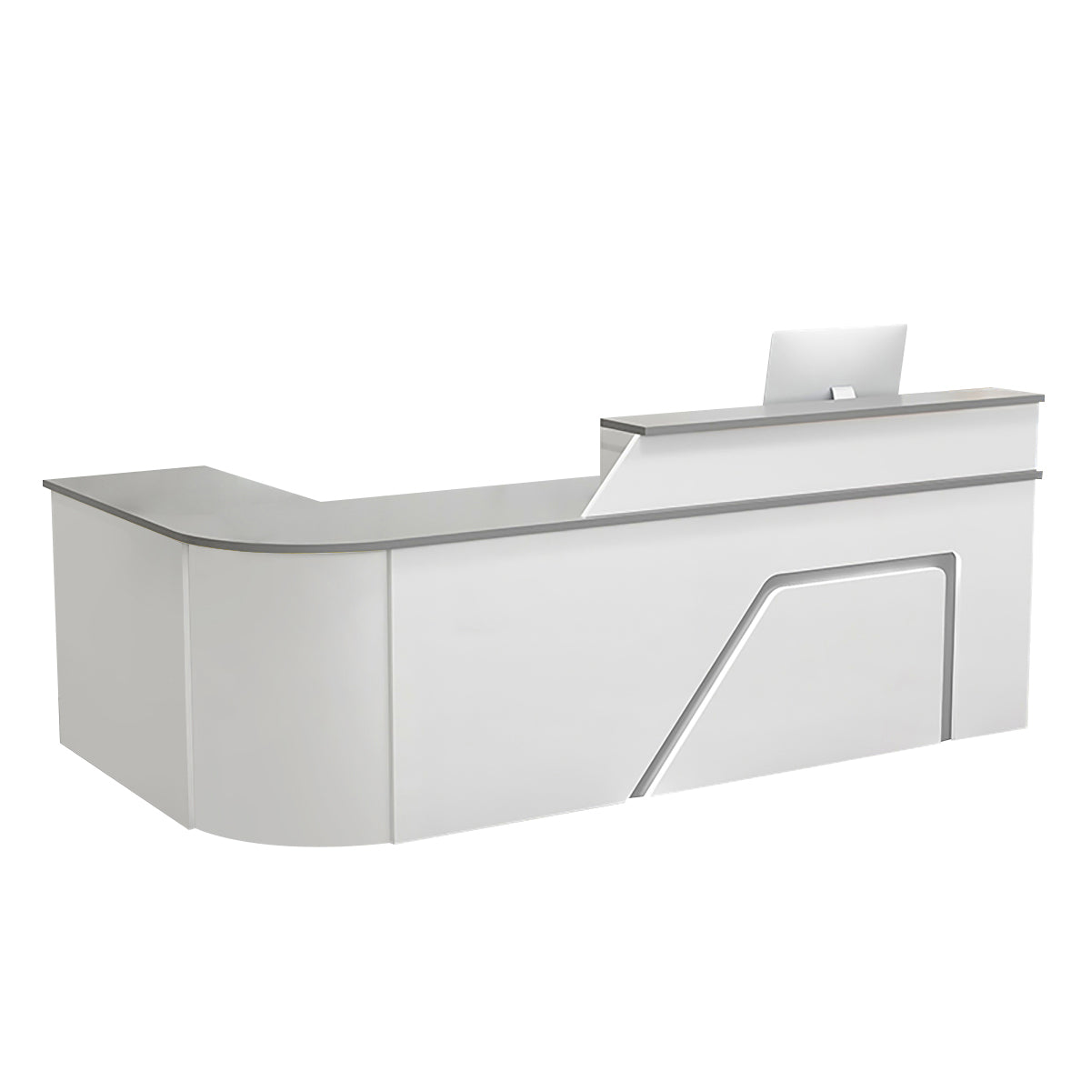 BDLFurniture L Shaped Curved Reception Desk Corner Salon Barber Cashier Counter Multi Size
