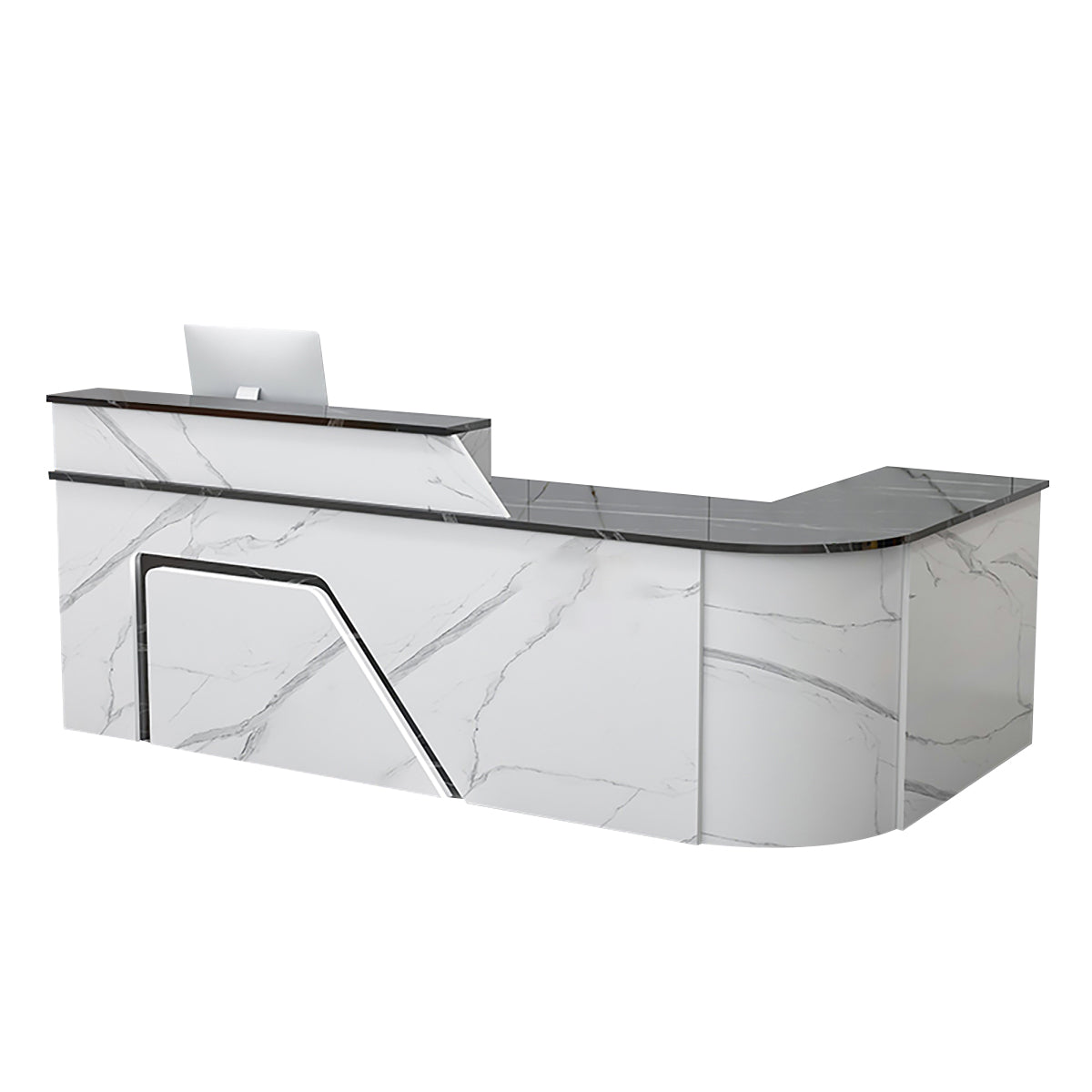 BDLFurniture L Shaped Curved Reception Desk Corner Salon Barber Cashier Counter Multi Size
