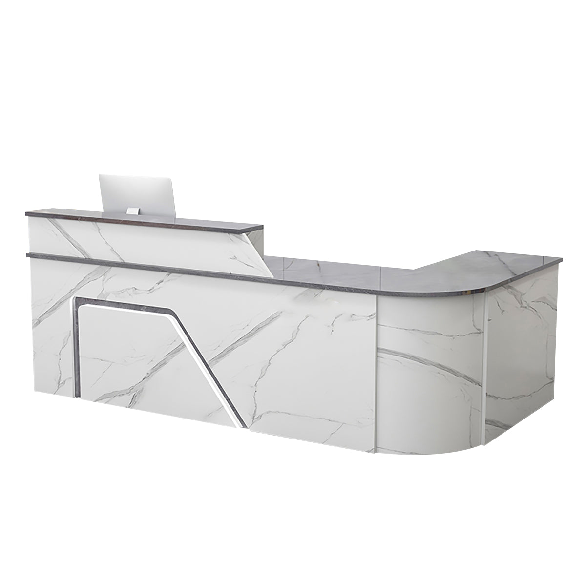 BDLFurniture L Shaped Curved Reception Desk Corner Salon Barber Cashier Counter Multi Size