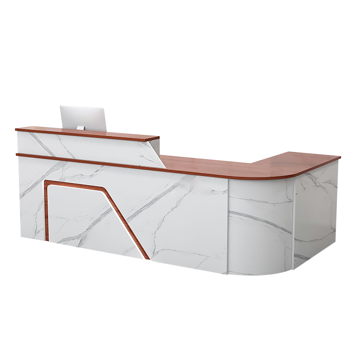 BDLFurniture L Shaped Curved Reception Desk Corner Salon Barber Cashier Counter Multi Size