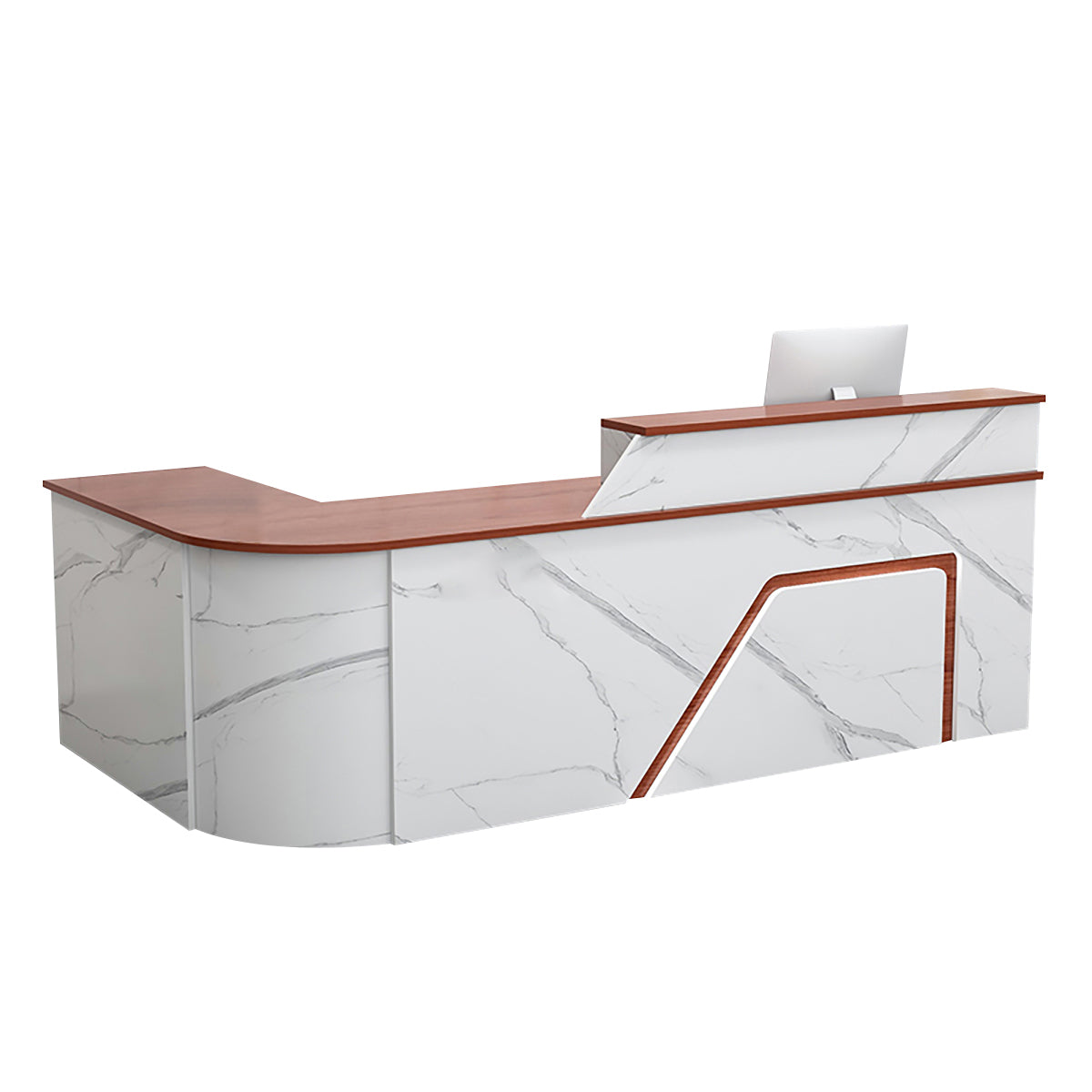 BDLFurniture L Shaped Curved Reception Desk Corner Salon Barber Cashier Counter Multi Size