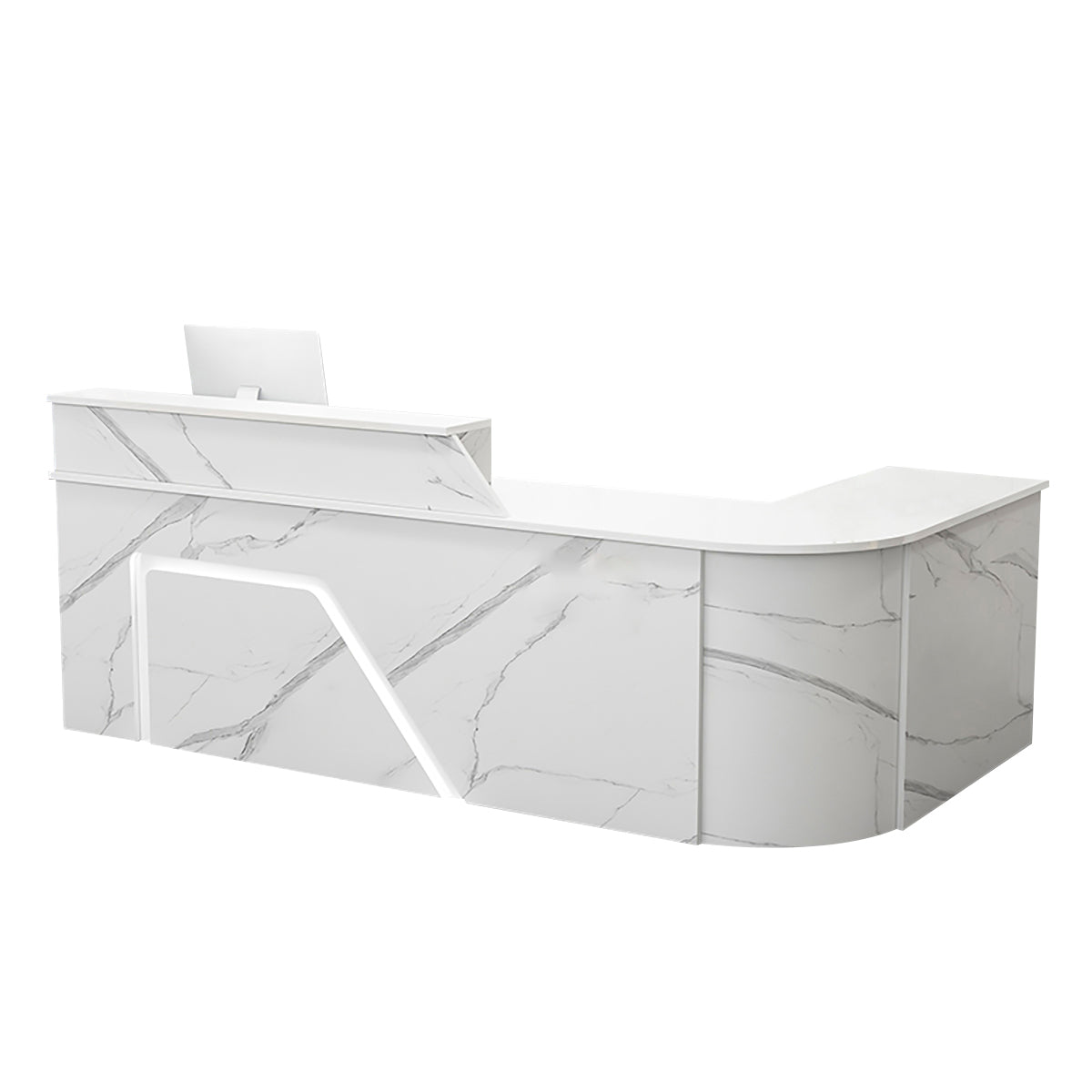 BDLFurniture L Shaped Curved Reception Desk Corner Salon Barber Cashier Counter Multi Size