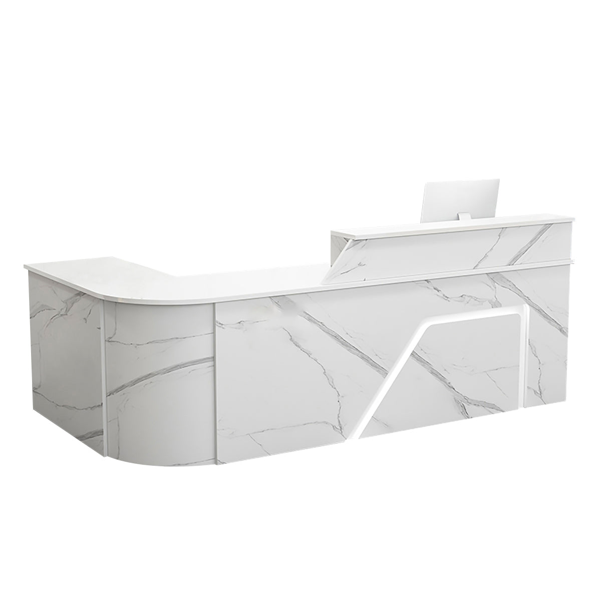 BDLFurniture L Shaped Curved Reception Desk Corner Salon Barber Cashier Counter Multi Size