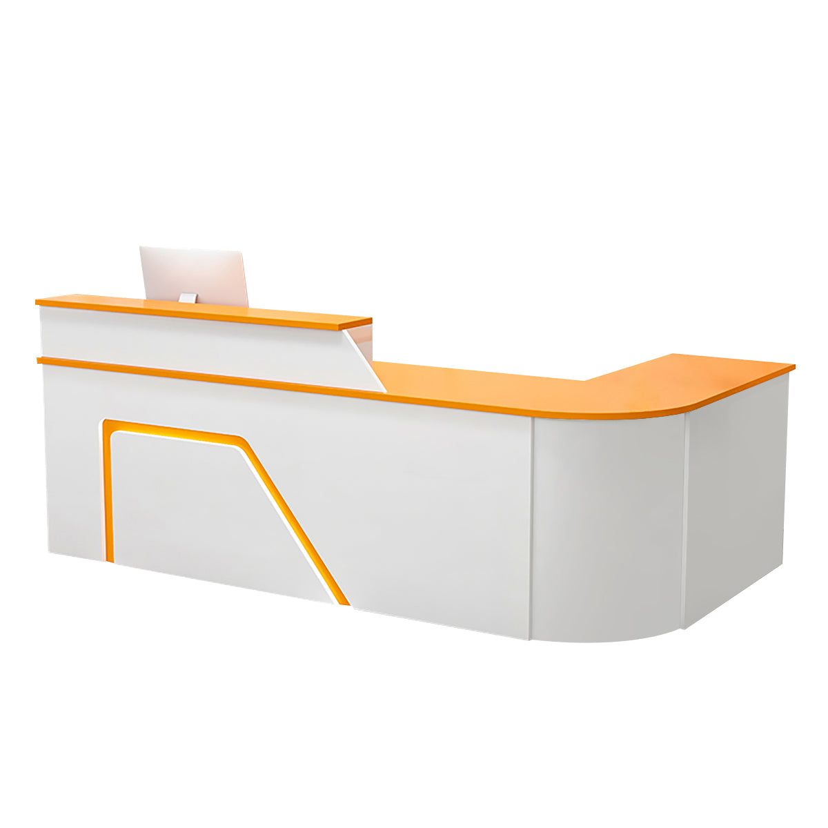 BDLFurniture L Shaped Curved Reception Desk Corner Salon Barber Cashier Counter Multi Size