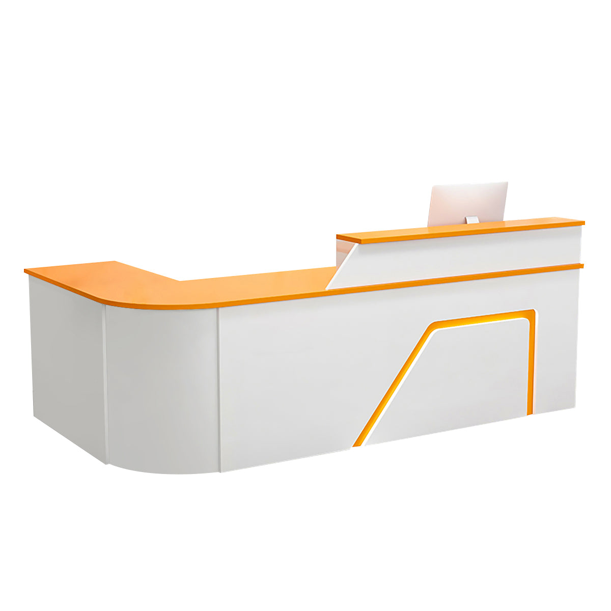 BDLFurniture L Shaped Curved Reception Desk Corner Salon Barber Cashier Counter Multi Size