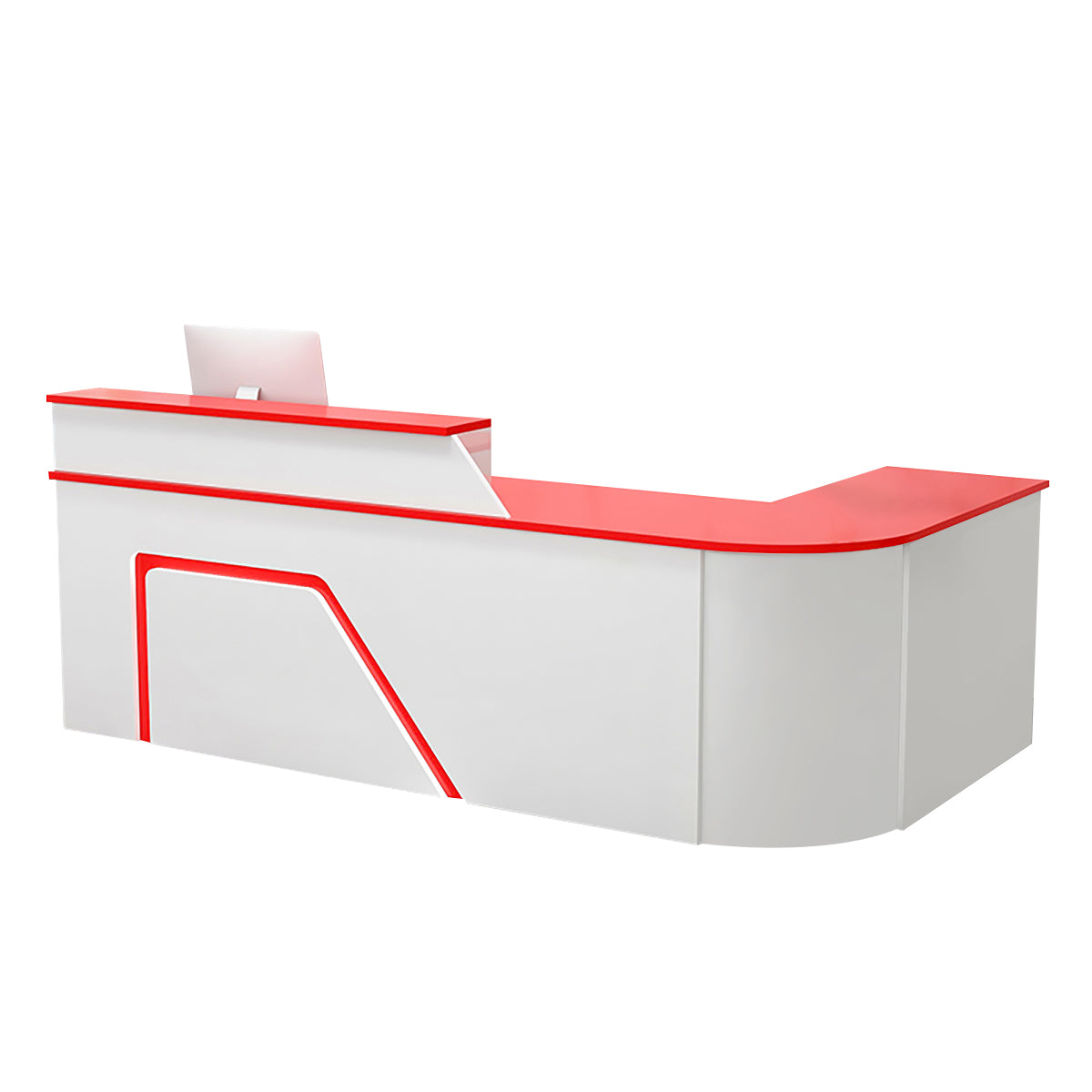 BDLFurniture L Shaped Curved Reception Desk Corner Salon Barber Cashier Counter Multi Size
