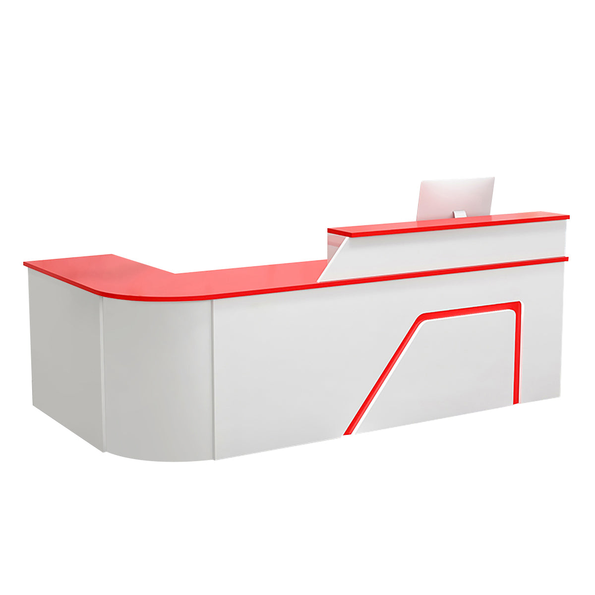 BDLFurniture L Shaped Curved Reception Desk Corner Salon Barber Cashier Counter Multi Size
