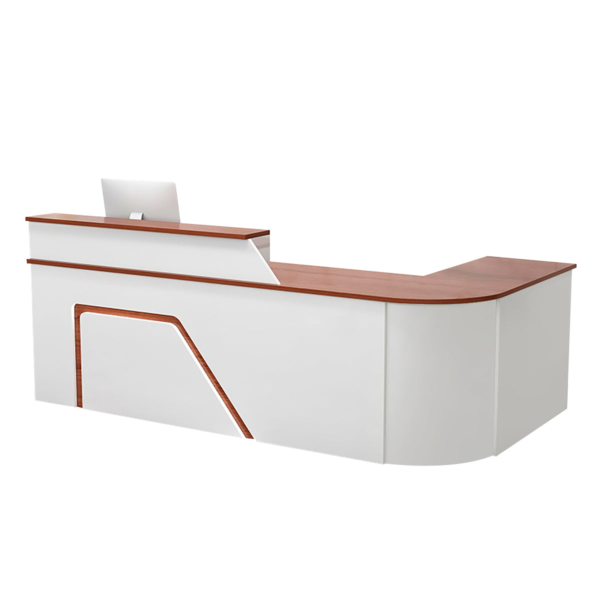 BDLFurniture L Shaped Curved Reception Desk Corner Salon Barber Cashier Counter Multi Size