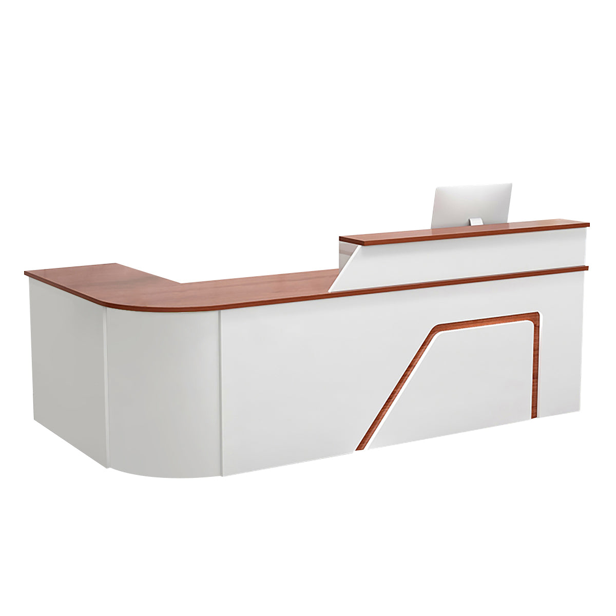 BDLFurniture L Shaped Curved Reception Desk Corner Salon Barber Cashier Counter Multi Size