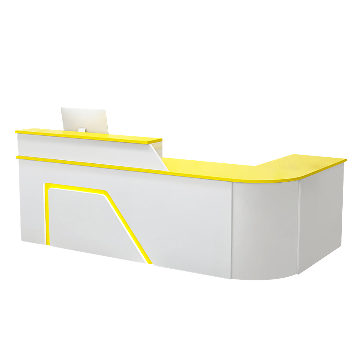 BDLFurniture L Shaped Curved Reception Desk Corner Salon Barber Cashier Counter Multi Size