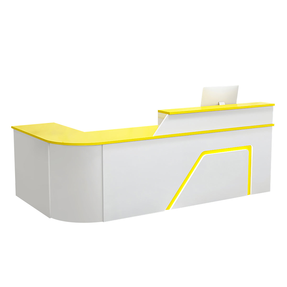 BDLFurniture L Shaped Curved Reception Desk Corner Salon Barber Cashier Counter Multi Size