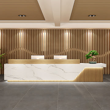 BDLFurniture Modern Chinese Reception Desk Large Hotel Salon Bar Counter LED Custom Logo