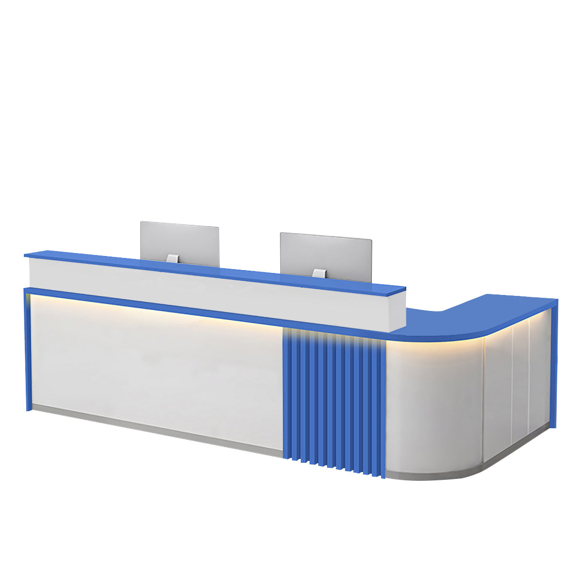 BDLFurniture L Shaped Curved Reception Desk Salon Corporate Office Counter with LED Light