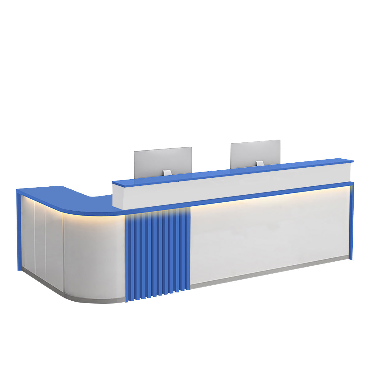 BDLFurniture L Shaped Curved Reception Desk Salon Corporate Office Counter with LED Light