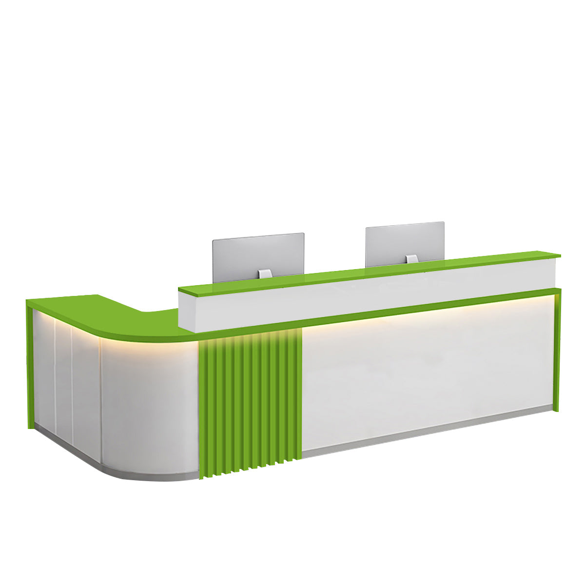 BDLFurniture L Shaped Curved Reception Desk Salon Corporate Office Counter with LED Light