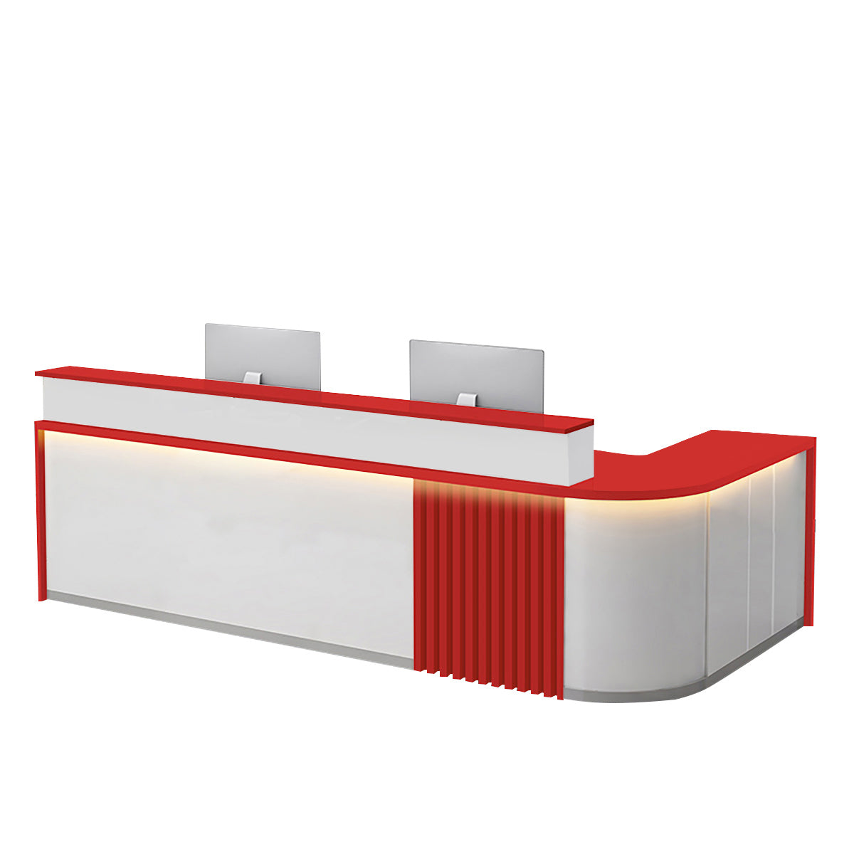 BDLFurniture L Shaped Curved Reception Desk Salon Corporate Office Counter with LED Light