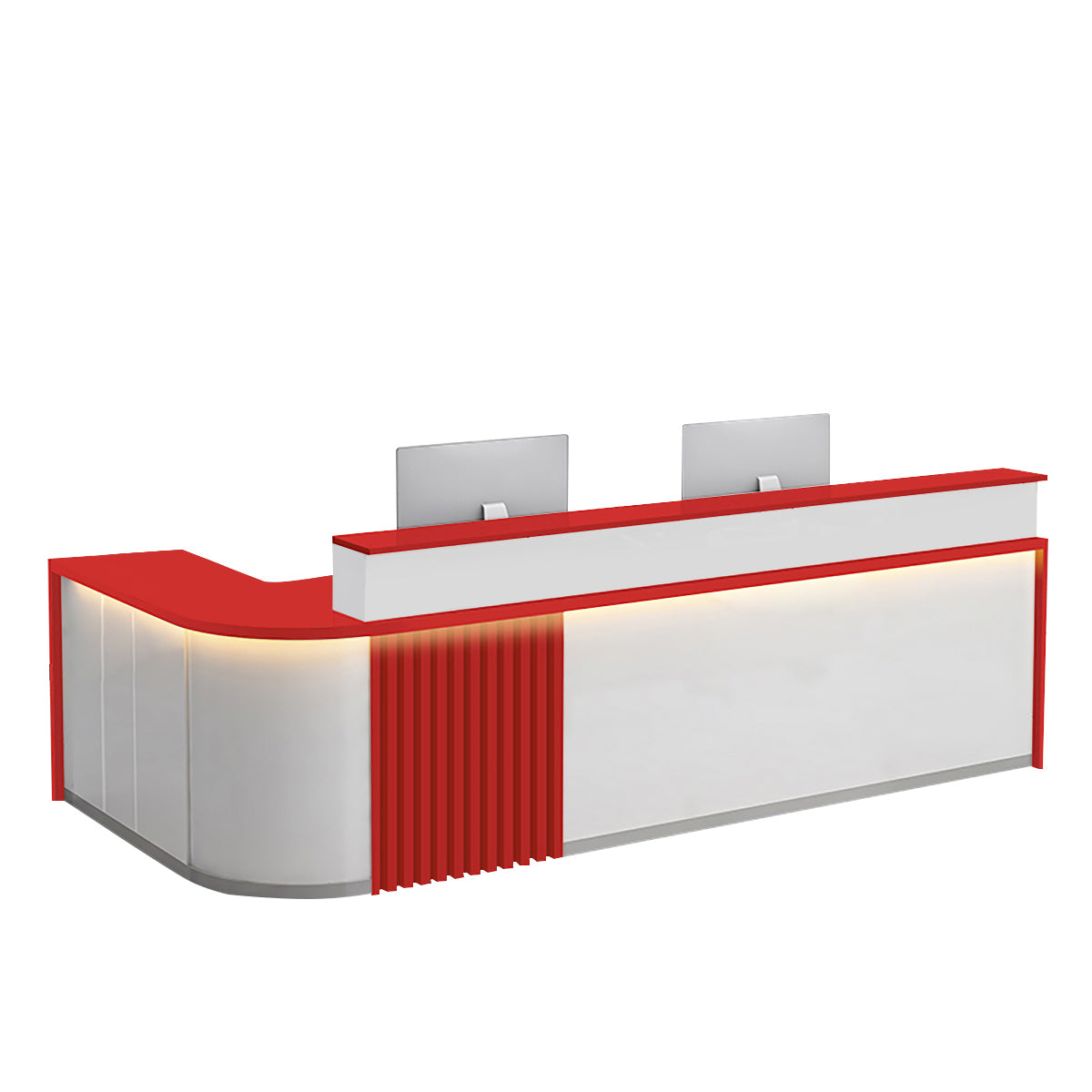 BDLFurniture L Shaped Curved Reception Desk Salon Corporate Office Counter with LED Light