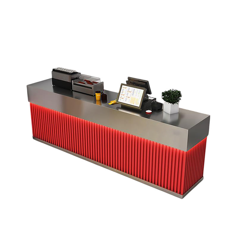 BDLFurniture Stainless Steel Cafe Bar Counter Restaurant Milk Tea Cashier Desk No Assembly