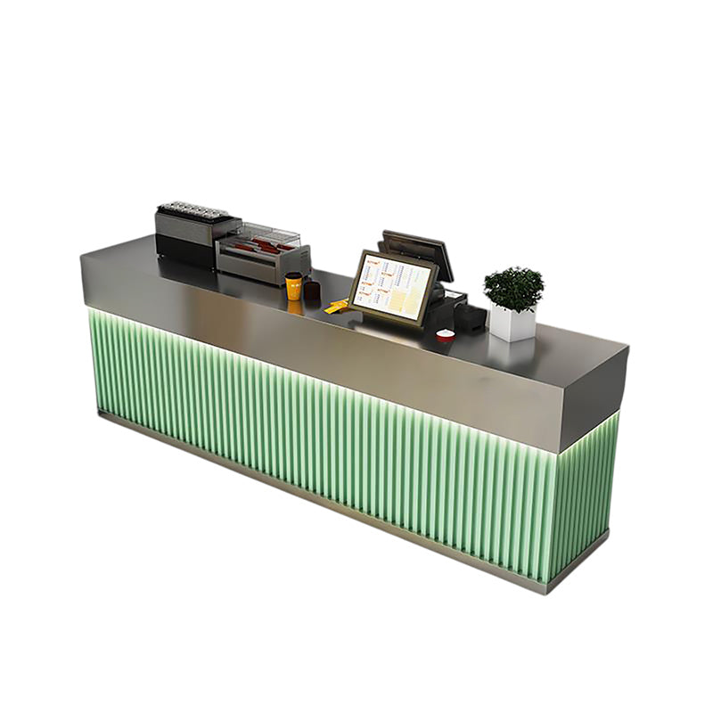 BDLFurniture Stainless Steel Cafe Bar Counter Restaurant Milk Tea Cashier Desk No Assembly