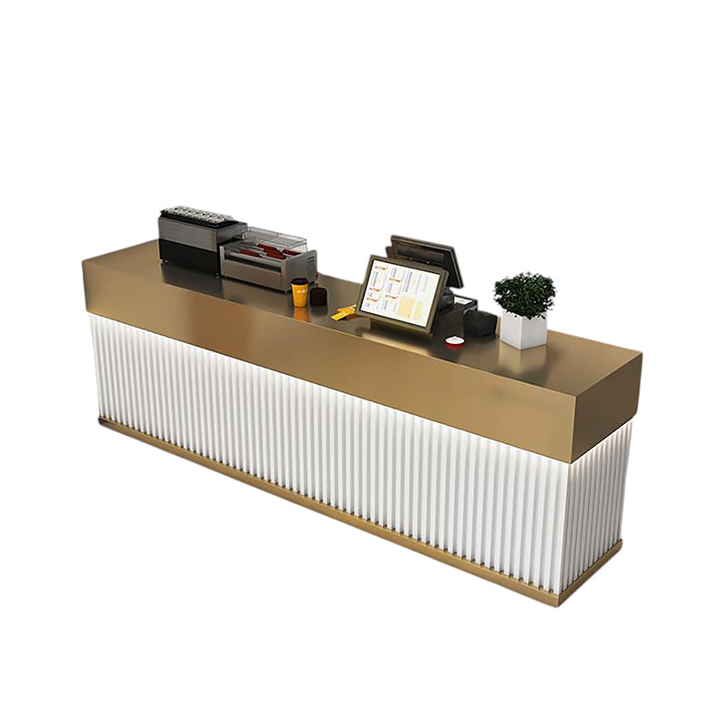 BDLFurniture Stainless Steel Cafe Bar Counter Restaurant Milk Tea Cashier Desk No Assembly