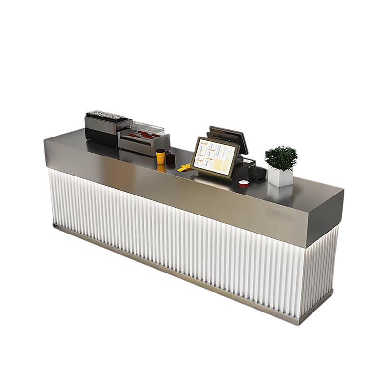 BDLFurniture Stainless Steel Cafe Bar Counter Restaurant Milk Tea Cashier Desk No Assembly