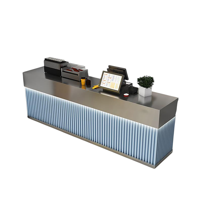 BDLFurniture Stainless Steel Cafe Bar Counter Restaurant Milk Tea Cashier Desk No Assembly