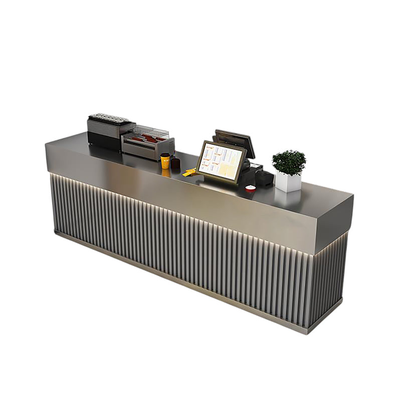 BDLFurniture Stainless Steel Cafe Bar Counter Restaurant Milk Tea Cashier Desk No Assembly