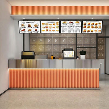 BDLFurniture Stainless Steel Cafe Bar Counter Restaurant Milk Tea Cashier Desk No Assembly
