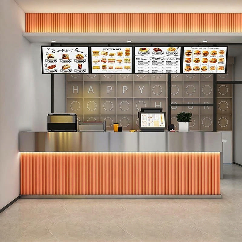 BDLFurniture Stainless Steel Cafe Bar Counter Restaurant Milk Tea Cashier Desk No Assembly