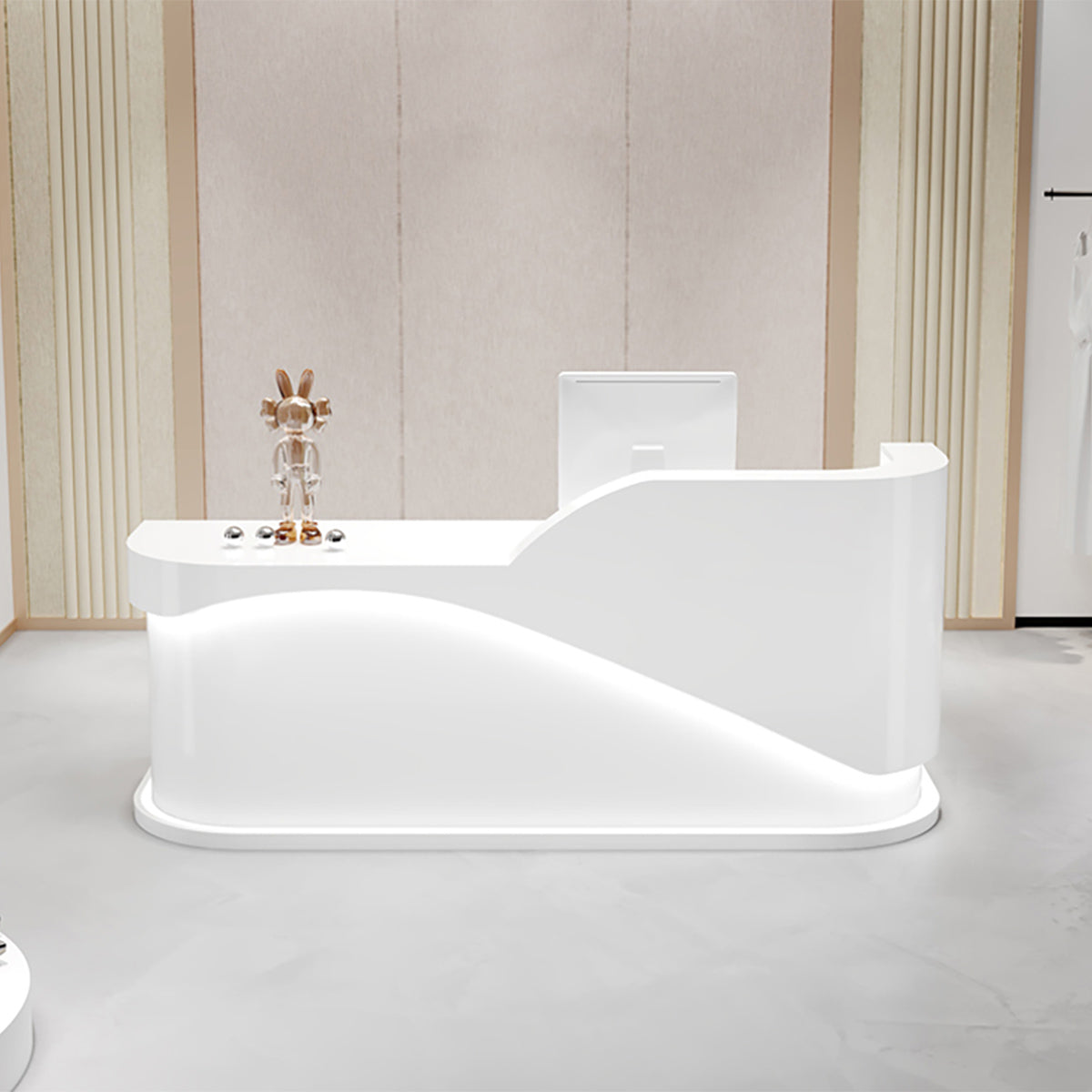 BDLFurniture L Shaped Curved Reception Desk Salon Boutique Cashier Counter Fully Custom